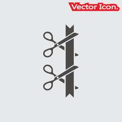 Ceremony ribbon cut icon isolated sign symbol and flat style for app, web and digital design. Vector illustration.