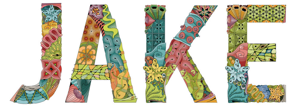 Male name Jake. Vector decorative zentangle object