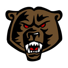 grizzly bear head with red eyes, tattoo theme, color clipart