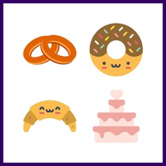 4 bakery icon. Vector illustration bakery set. croissant and bublik icons for bakery works