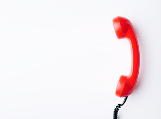 Vintage phone, flat lay.