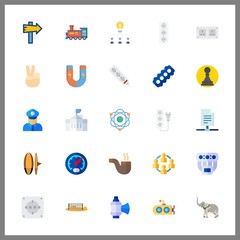25 power icon. Vector illustration power set. policeman and atom icons for power works