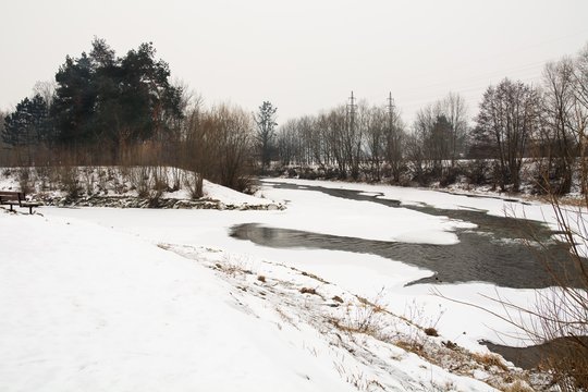 The confluence of the rivers Roznov and Vsetin Becvas.