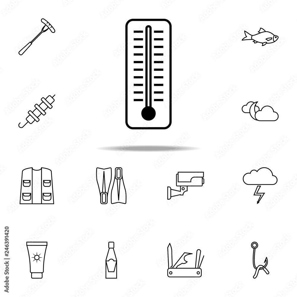 Poster mercury thermometer icon. camping icons universal set for web and mobile