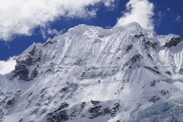 Fototapeta na wymiar Snow and glacier capped mountain of Cordillera Blanca, Andes Mountains, Peru