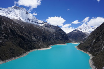 Naklejka na ściany i meble Blue glacial lake in the Cordillera Blanca, Andes Mountains, Peru