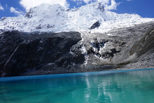Blue glacial lake in the Cordillera Blanca, Andes Mountains, Peru