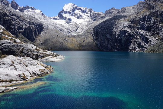 Blue glacial lake in the Cordillera Blanca, Andes Mountains, Peru