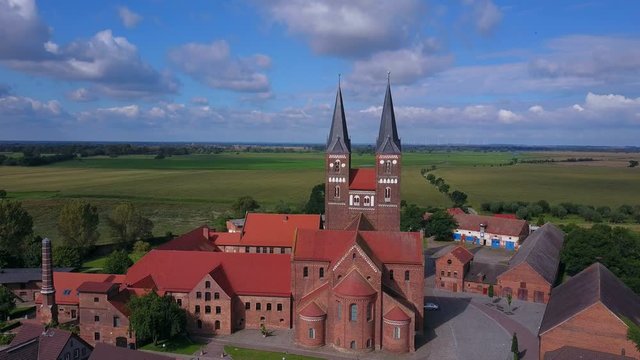 Aerial view of the Jerichow Abbey, Jerichow, Jerichower Land, Altmark, Saxony-Anhalt, Germany
