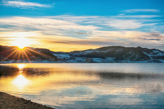Sunset at Trondheim fjord