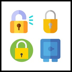 4 password icon. Vector illustration password set. security system and safebox icons for password works