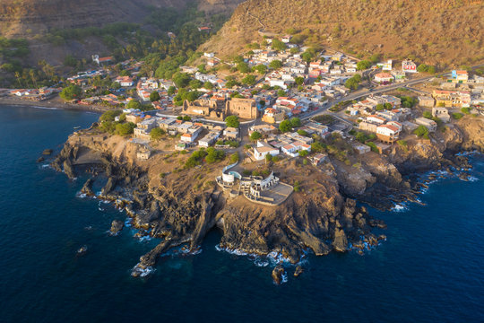 Aerial view Cidade Velha city  in Santiago - Cape Verde - Cabo Verde