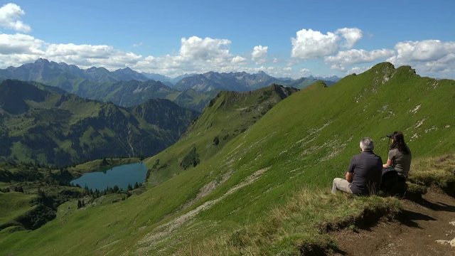 Lake Seealpsee at  Nebelhorn Mountain (2224m), Oberstdorf, Allg?u, Swabia, Bavaria, Germany