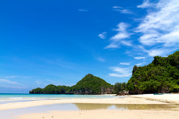 Beach idyllic with blue sky at Tungsang bay