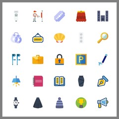 25 object icon. Vector illustration object set. handcuffs and megaphone icons for object works