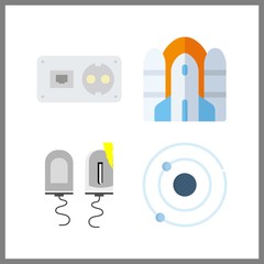 4 power icon. Vector illustration power set. socket and shocker icons for power works