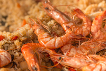 shrimp with rice in wine