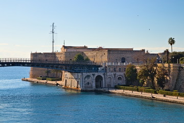 Aragonese Castle of Taranto and revolving bridge on the waterway, Puglia, Italy