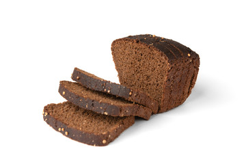 Rye bread isolated on white background.