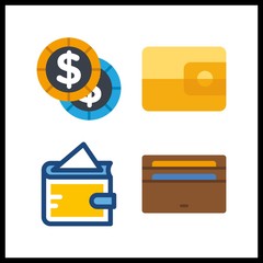 Fototapeta premium 4 dollar icon. Vector illustration dollar set. coins and wallet icons for dollar works