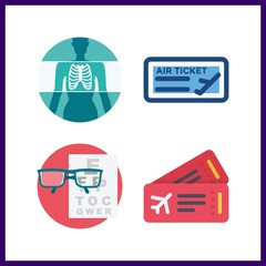 4 check icon. Vector illustration check set. snellen chart and x ray icons for check works