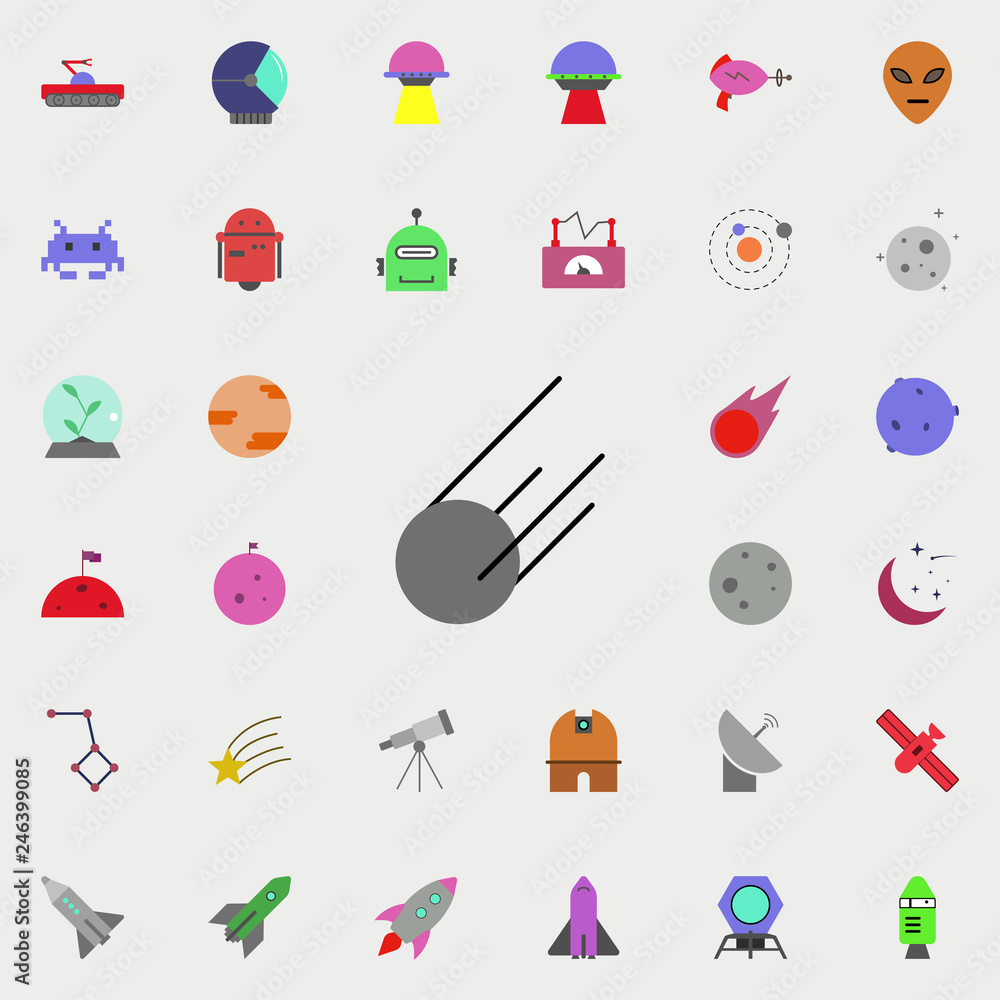 Poster comet colored icon. colored space icons universal set for web and mobile