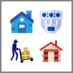 4 housing icon. Vector illustration housing set. house and manifold icons for housing works