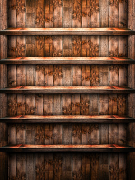 Empty wooden shelf