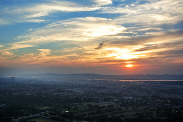 Top view Beautiful sunset in Mandalay from  Mandalay Hill, Myanmar (Burma).