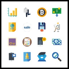 16 businessman icon. Vector illustration businessman set. skype and stamp icons for businessman works