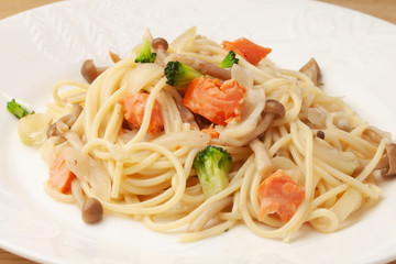 サーモンのクリームスパゲッティー