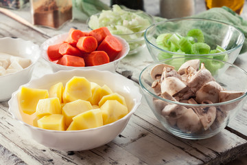 Ingredients for preparing vegan Irish stew