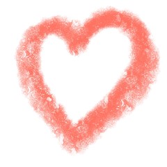 Oil painting coral heart. Coral color of the year 2019. Love symbol. Stylish design for love cards, St Valentines Day, banners, postcards, invitations, wedding. Red freehand lovely sign. Colorful art