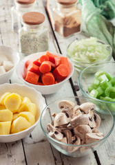 Ingredients for preparing vegan Irish stew