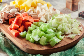 Ingredients for preparing vegan Irish stew