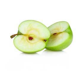 Green apple slice isolated on white background
