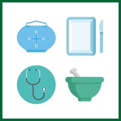 4 therapy icon. Vector illustration therapy set. surgery and stethoscope icons for therapy works