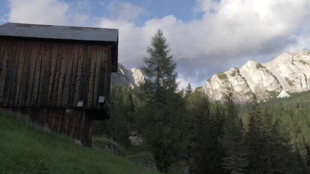 View of mountains near Castello di Andraz, Province of Belluno, Italian Dolomites, Italy, Europe