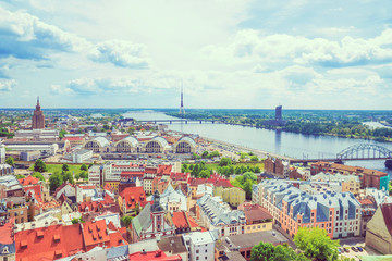 Fototapeta na wymiar Riga, Latvia. Panoramic view of the Riga