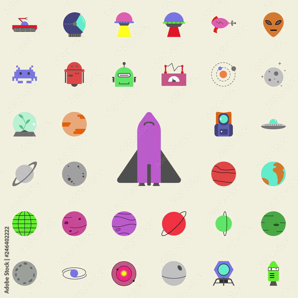 Poster shuttle colored icon. colored space icons universal set for web and mobile