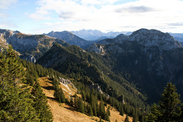 Fototapeta na wymiar Alpenpanorama vom Tegelberg mit Zugspitze im Hintergrund