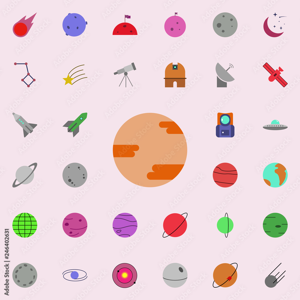 Poster planet colored icon. colored space icons universal set for web and mobile