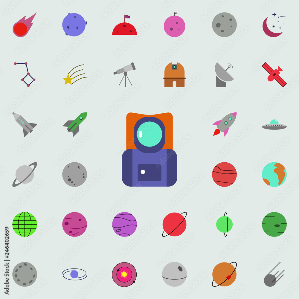 Poster cosmonaut's suit colored icon. colored space icons universal set for web and mobile