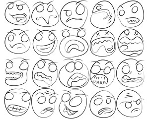 Cartoon of various face expressions