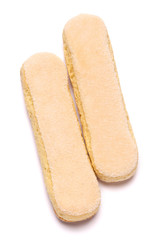 Traditional Italian Savoiardi ladyfingers Biscuits on White Background