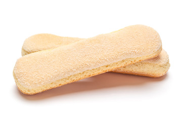 Traditional Italian Savoiardi ladyfingers Biscuits on White Background