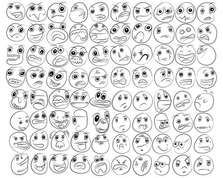 Cartoon of various face expressions