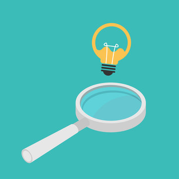 Magnifying Glass And Light Bulb Icon