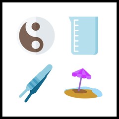 4 drop icon. Vector illustration drop set. yin yang and beaker icons for drop works