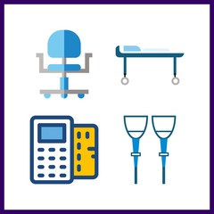 4 mobility icon. Vector illustration mobility set. point of service and crutch icons for mobility works